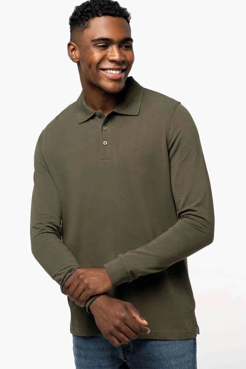KARIBAN men's long - sleeved polo shirt
